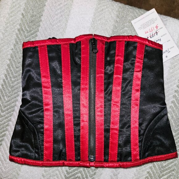 Tight Lacing zipper corset SMALL RED/BLACK - Picture 1 of 15